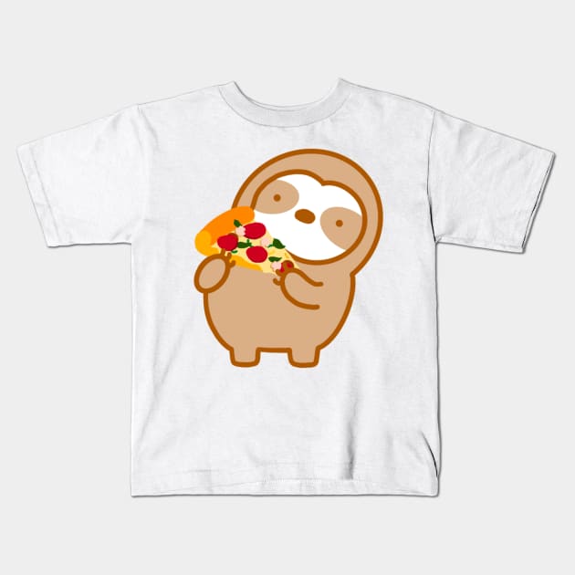 Easily Distracted By Pizza and Sloth Kids T-Shirt by theslothinme